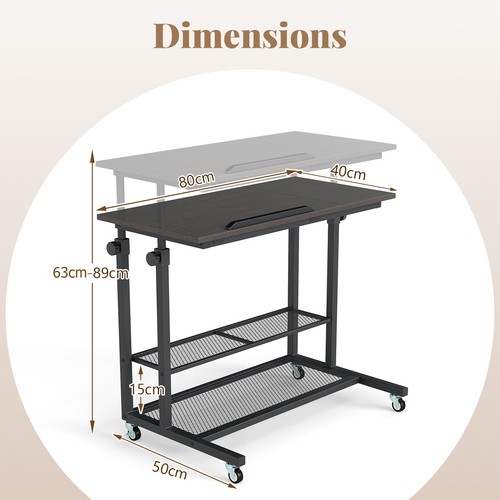 Mobile stand desk height - up,